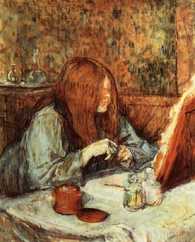 Henri  Toulouse-Lautrec At the Dressing Table Madame Poupoule oil painting image